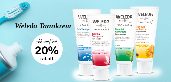 Weleda naturlig og fluorfri tannkrem 20% rabatt!