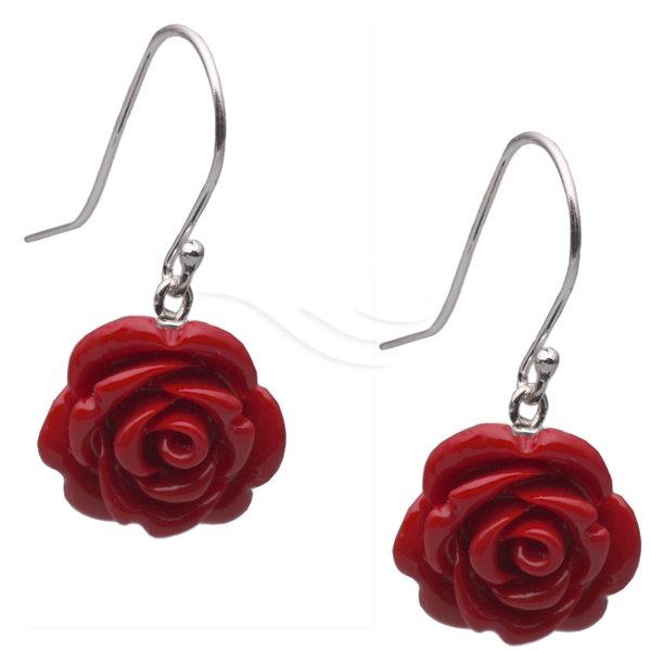 Rose Earrings - 925 Red