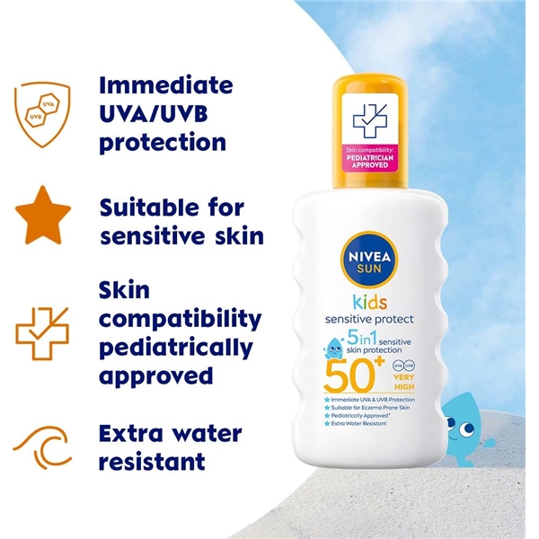 Nivea Sun Kids Sensitive Protect Spray SPF50+ (Bilde 3 av 5)