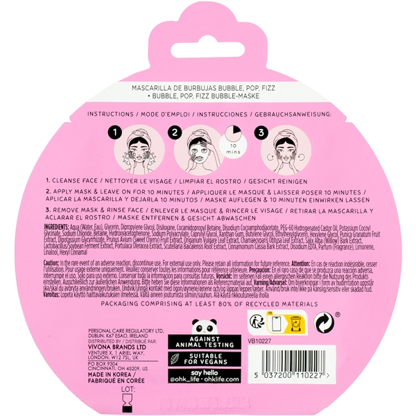 Oh K! Bubble, Pop, Fizz Bubble Mask (Bilde 2 av 3)