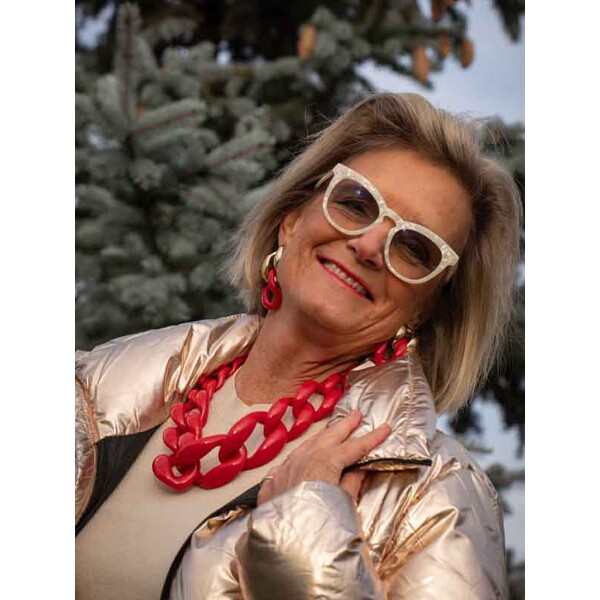 84511-12 Chunky Necklace Red (Bilde 4 av 4)