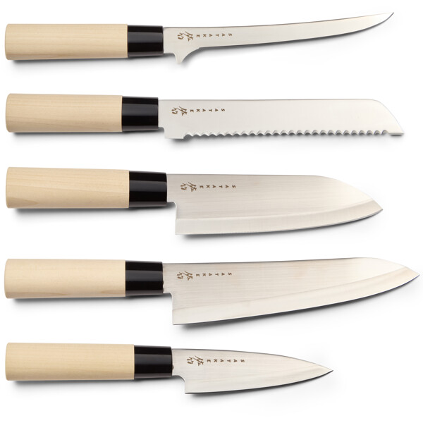 Satake Houcho Knivsett i Balsaboks 5 kniver (Bilde 1 av 4)