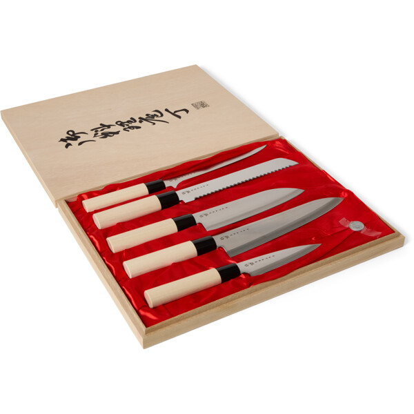 Satake Houcho Knivsett i Balsaboks 5 kniver (Bilde 2 av 4)